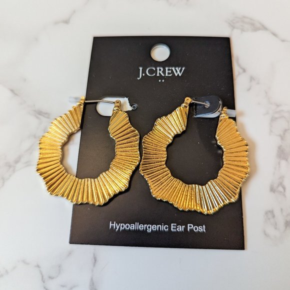 J. Crew Factory Gold Wavy Hoop Earrings - Picture 3 of 5